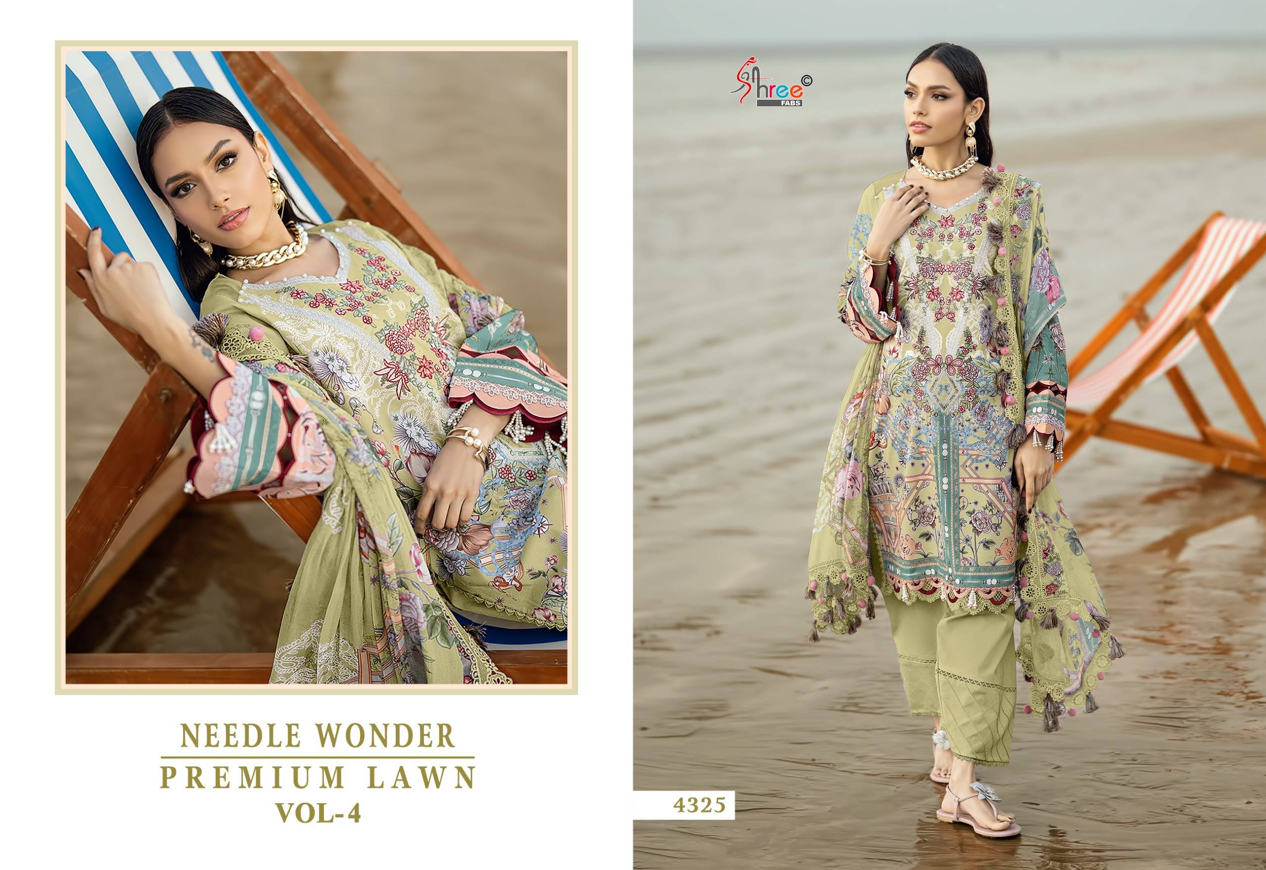 NEEDLE WONDER PREMIUM LAWN VOL-4 By Shree Fabs 4321 To 4328 Series Designer Pakistani Suits Pure Cotton print Dresses At Wholesale Price